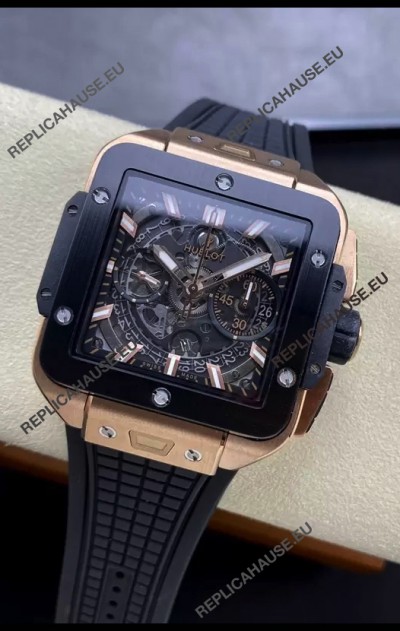 Hublot Square Bang Unico Rose Gold Titanium Chronograph Watch 1:1 Mirror Replica