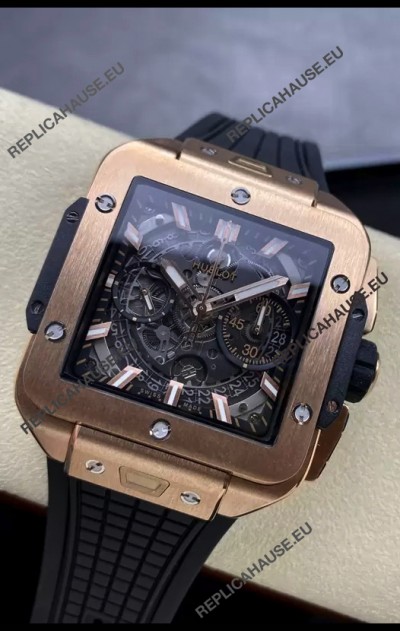 Hublot Square Bang Unico Rose Gold Titanium Chronograph Watch 1:1 Mirror Replica