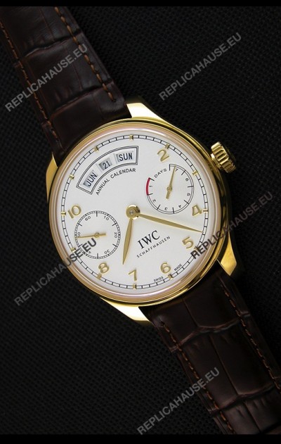 IWC Portugieser Annual Calender White Dial Yellow Gold IW503502 1:1 Mirror Replica 