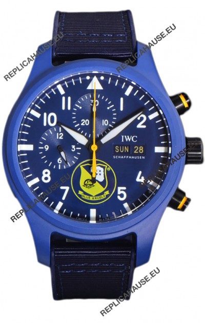 IWC Pilot's Chronograph Blue Angels Ceramic IW389109 1:1 Mirror Replica in Blue Dial