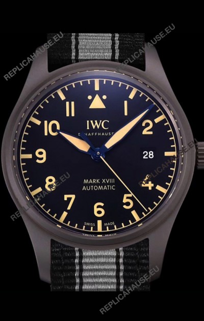 IWC Pilot's MARK XVIII Heritage 1:1 Swiss Watch 904L Steel Casing Black Matte Finishing