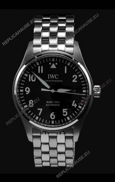 IWC MARK XVIII Swiss Replica Watch in 904L Steel Black Dial 40MM - 1:1 Mirror Replica