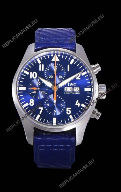 IWC Pilot's Chronograph Steel 1:1 Mirror Replica in Blue Dial Watch 