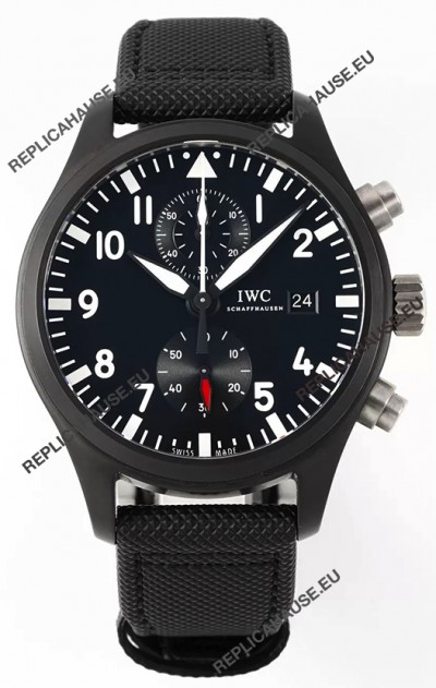 IWC Pilot's Chronograph Top Gun Ceramic IW389001 1:1 Mirror Replica in Black Dial