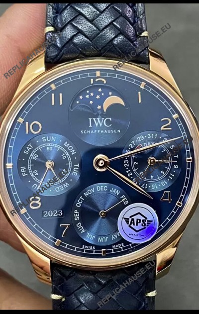 IWC Portuguese Perpetual Calendar Rose Gold Swiss Replica Watch REF. IW503312