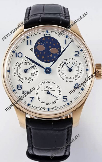 IWC Portuguese Perpetual Calendar Rose Gold Swiss Replica Watch REF. IW503302