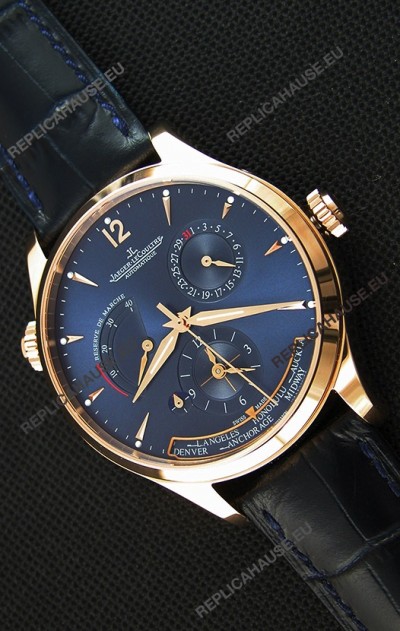 Jaeger LeCoultre Master Geographic Power Reserve Pink Gold Swiss Replica Watch 