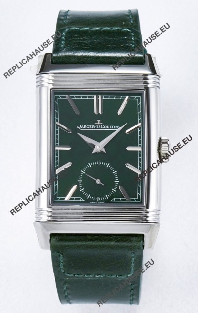 Jaeger-LeCoultre Reverso Super Clone DuoFace Green/White Steel Replica Watch 