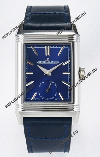 Jaeger-LeCoultre Reverso Super Clone DuoFace Blue/White Steel Replica Watch 
