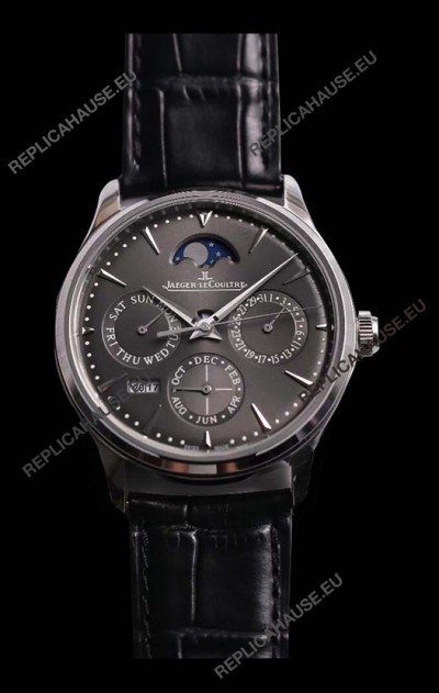 Jaeger LeCoultre Master Ultra Thin Perpetual Swiss Replica Watch in Grey Dial 