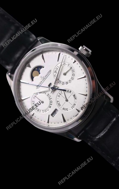 Jaeger LeCoultre Master Ultra Thin Perpetual Swiss Replica Watch in White Dial 