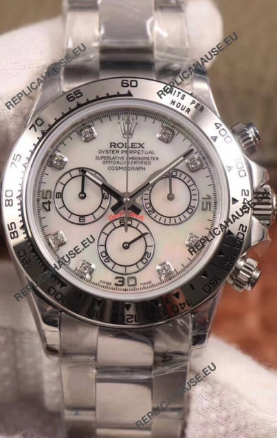 Rolex Cosmograph Daytona 116509 Pearl Dial Cal.4130 Movement - 904L Steel Watch