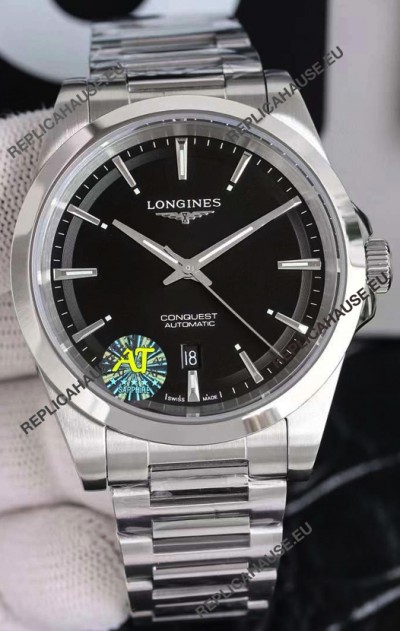 Longines Conquest Automatic Black Dial Automatic Watch in Steel Casing
