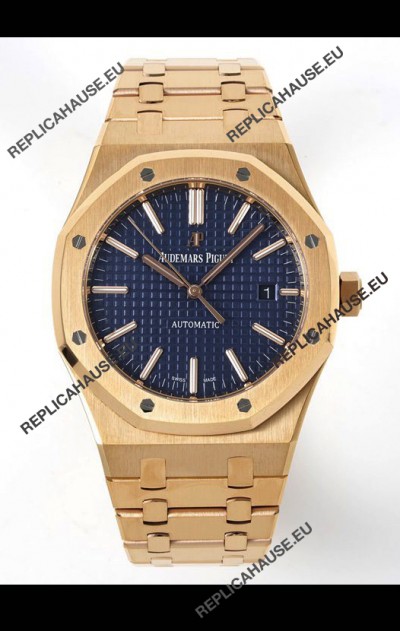Audemars Piguet Royal Oak 15400 41MM Blue Dial 904L Rose Gold CALIBRE 3120 Movement 1:1 Mirror Replica