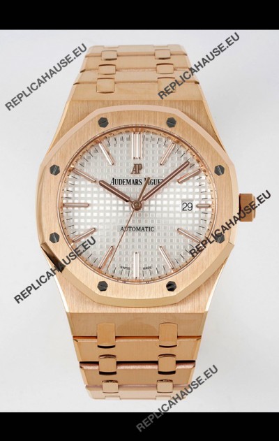 Audemars Piguet Royal Oak 15400 41MM White Dial 904L Rose Gold CALIBRE 3120 Movement 1:1 Mirror Replica