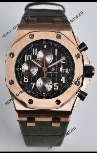 Audemars Piguet Royal Oak Offshore Black Dial Chronograph 1:1 Mirror Replica Watch - 904L Steel 