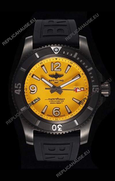 Breitling Superocean Automatic 46 Black Steel - Yellow Dial in DLC Coated Casing 