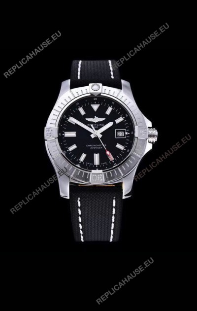 Breitling Avenger 43 Automatic Black Dial Leather 1:1 Mirror Swiss Replica Watch 