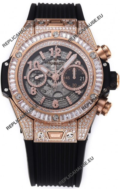 Hublot Big Bang Unico Rose Gold Diamonds Casing 1:1 Mirror Edition Swiss Replica Watch