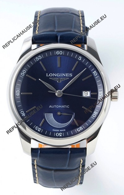 Longines Master Collection Automatic Power Reserve Blue Dial Swiss Replica Watch Leather Strap