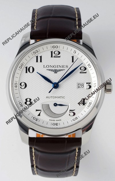 Longines Master Collection Automatic Power Reserve White Dial Swiss Replica Watch Leather Strap