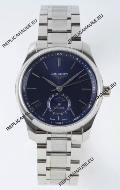Longines Master Collection Automatic Moonphase Blue Dial Swiss Replica Watch Steel Strap