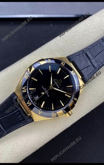 Omega Co-Axial Constellation 41MM 904L Rose Gold Steel Black Dial 1:1 Mirror Replica Watch