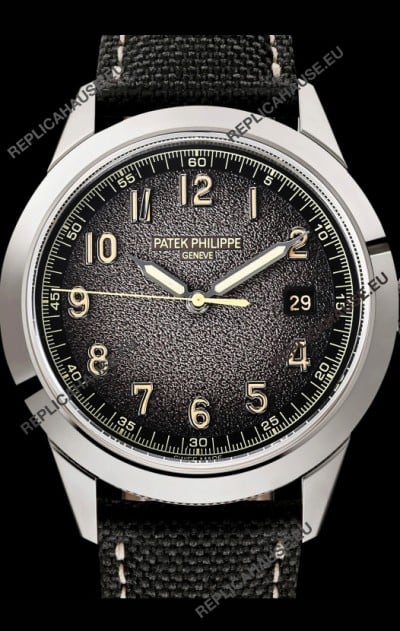 Patek Philippe Calatrava 5226G-001 904L Steel 1:1 Mirror Replica Watch Hybrid Leather/Canvas Strap