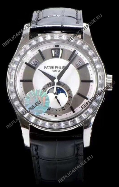 Patek Philippe 5205-001 Complications MoonPhase Light Grey Dial 1:1 Mirror Swiss Replica Watch