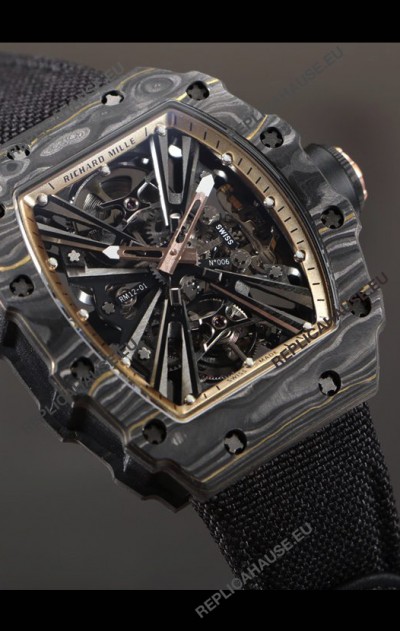 Richard Mille RM12-01 Carbon Fiber Case Genuine Tourbillon Movement 1:1 Mirror Replica Watch