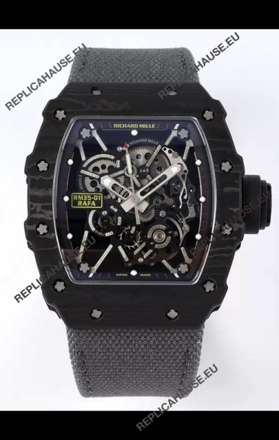 Richard Mille RM35-01 Rafael Nadal Carbon Fiber Casing with Genuine Tourbillon Super Clone Watch 