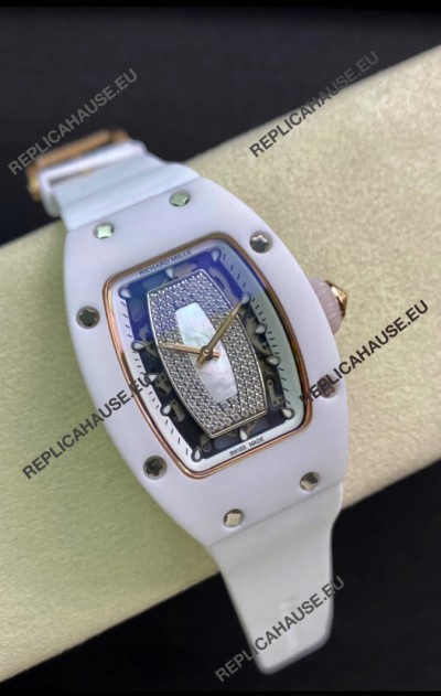 Richard Mille RM-07-01 Diamonds Dial White Ceramic Ladies 1:1 Swiss Replica Watch 