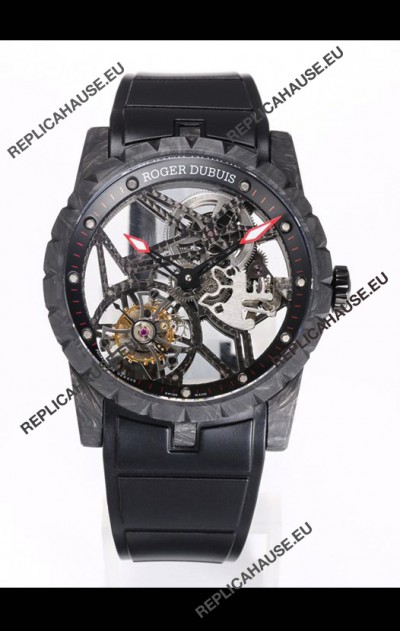 Roger Dubuis Excalibur Spider Flying Tourbillon Skeleton Carbon Casing 42MM 1:1 Mirror Swiss Watch