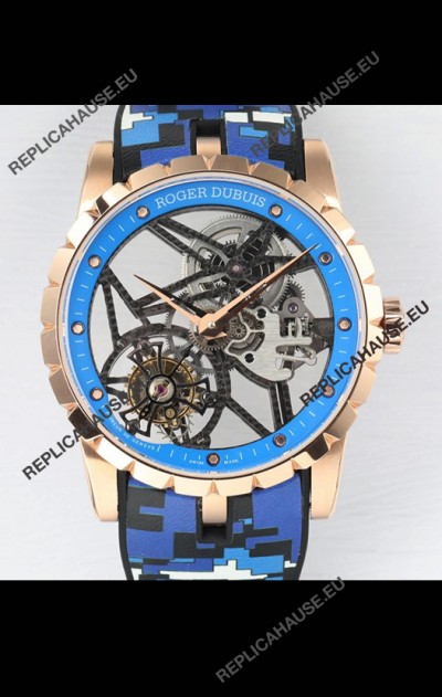 Roger Dubuis Excalibur Spider Flying Tourbillon Skeleton Rose Gold Casing 42MM 1:1 Mirror Swiss Watch