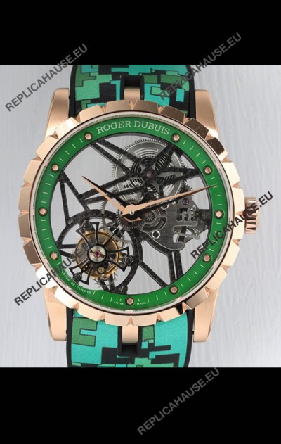 Roger Dubuis Excalibur Spider Flying Tourbillon Skeleton Rose Gold Casing 42MM 1:1 Mirror Swiss Watch