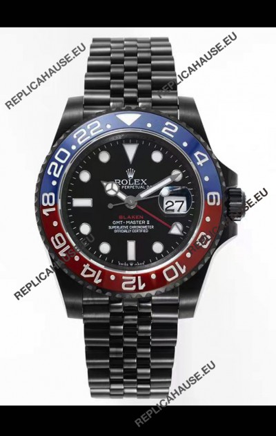 Rolex GMT Masters II REF.126710BLRO PEPSI BLAKEN Swiss Replica - 904L Steel in DLC Coating