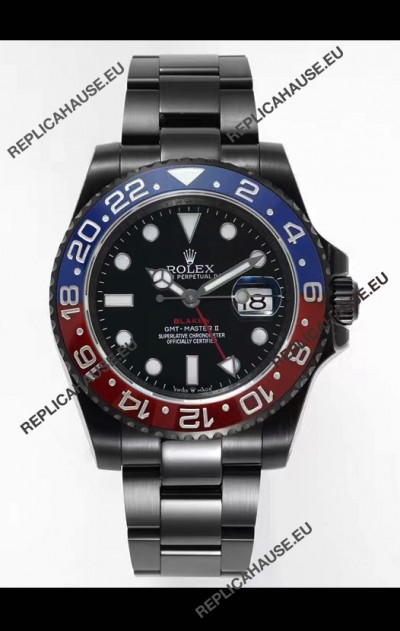 Rolex GMT Masters II REF.126710BLRO PEPSI BLAKEN Swiss Replica - 904L Steel in DLC Coating