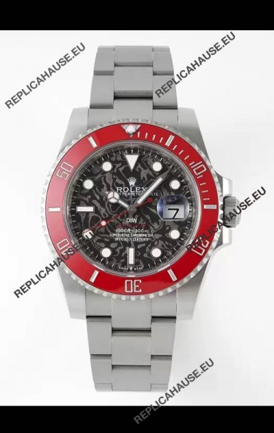 Rolex Submariner DiW Stainless Steel Casing Ceramic Red Bezel Edition Watch 