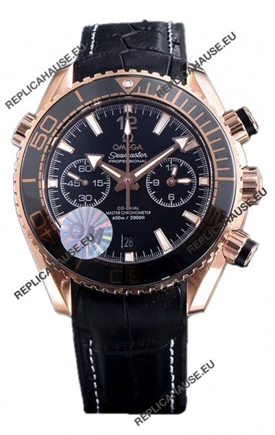 Omega Seamaster Planet Ocean 600M Sedna Gold Leather Strap 45.5MM 1:1 Mirror Replica Watch 