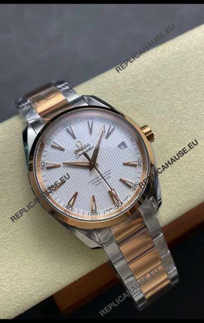 Omega Aqua Terra 150M White Dial 904L Two Tone Rose Gold Casing 1:1 Mirror Replica 41MM 