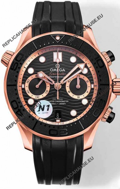 Omega Seamaster Co-Axial Master Chronograph Rose Gold Black Dial 44MM 1:1 Mirror Replica