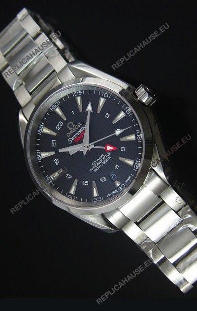 Omega Seamaster COAX GMT Stainless Steel Swiss Watch in Black Dial