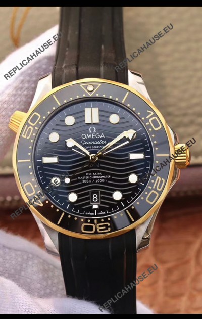 Omega Seamaster 300M Co-Axial Master Chronometer Black Dial Two Tone Casing 1:1 Mirror Replica