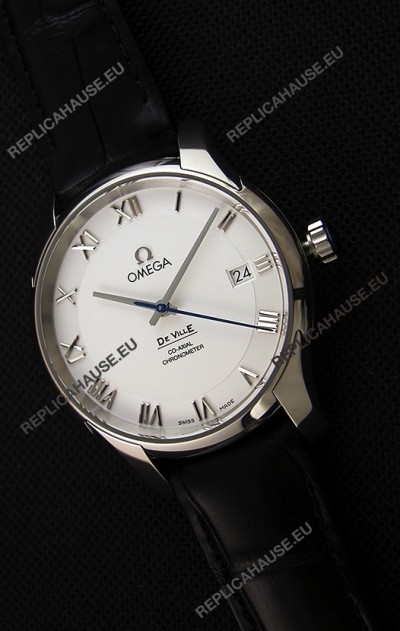 Omega De-Ville Annual Calendar Co-Axial Swiss Replica Watch 1:1 Mirror Edition in White Dial