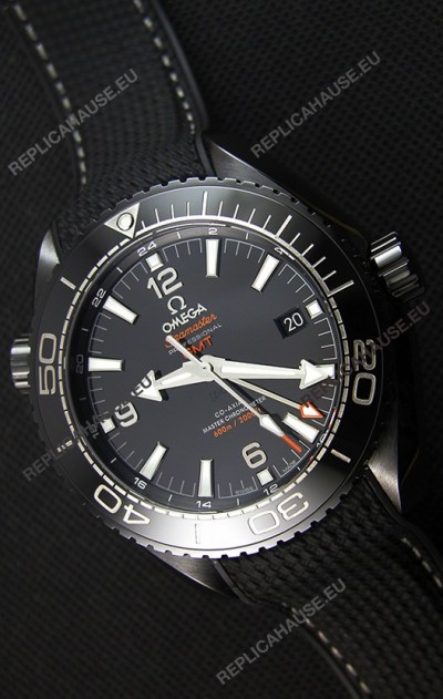 Omega Seamaster Planet Ocean Deep Black GMT 45.5MM 1:1 Mirror Replica Watch 