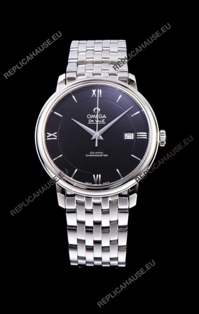 Omega De Ville Prestige Co-Axial 36.8MM Black Dial 1:1 Swiss Mirror Replica Watch 