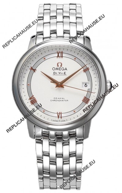 Omega De Ville Co-Axial Chronometer 36.8MM Swiss Replica Watch in White Dial