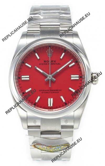 Rolex Oyster Perpetual Super Clone REF#126000 36MM Swiss Movement Swiss Replica Red Dial Swiss Replica