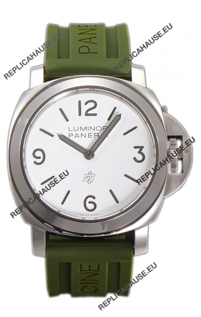 Panerai Luminor Base Logo PAM1087 White Dial 1:1 Mirror Quality - 904L Steel in Rubber Strap
