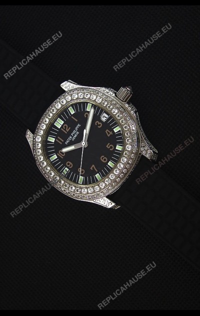 Patek Philippe Aquanaut Swiss Replica Watch with Diamonds Encrusted Casing 